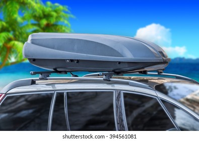 Roof Box On Car With Railing