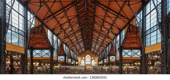 Roof Of Central Market Hall In Budapest, Hungary