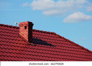Roof with chimney, modern ceramic tile