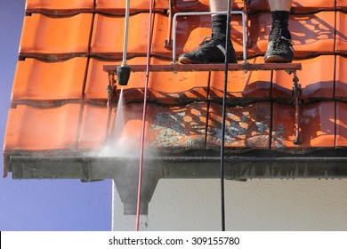 Roof And Gutter Cleaning With High Pressure