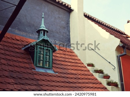 Roof of a house on the Golden Lane in Prague