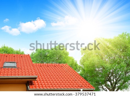 Roof house with tiled roof.