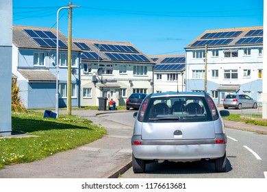 Roof Mounted Solar Panels In Holyhead, Wales - United Kingdom.