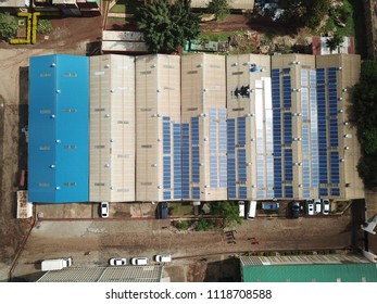 Roof Mounted Solar Power Plant On A Factory Roof In Kenya Africa