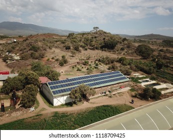 Roof Mounted Solar Power Plant On A Rose Farm In Kenya Africa