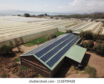 Roof Mounted Solar Power Plant On A Rose Farm In Kenya Africa