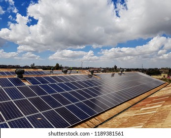 Roof Mounted Solar Power Plant On A Factory Roof In Kenya In Africa