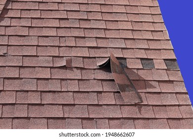 Roof Shingle Damage - Brown Shingles 