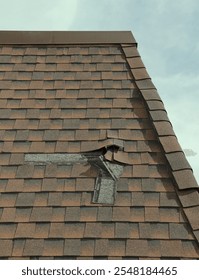 Roof Shingles Torn and Mangled