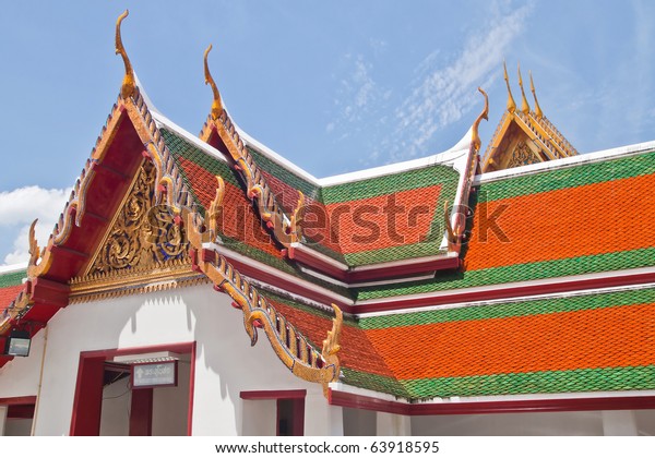 Roof Temple Blue Sky Bangok Thailand Religion Stock Image