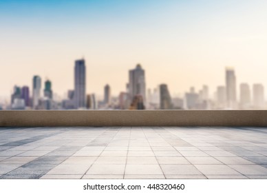roof top balcony with cityscape background - Shutterstock ID 448320460