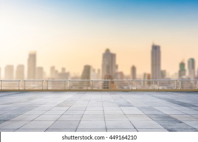 roof top balcony with cityscape background - Shutterstock ID 449164210