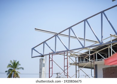 Roof Truss Has Sky Background Stock Photo 1920836675 | Shutterstock