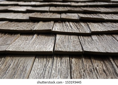 Roof with wooden shingles