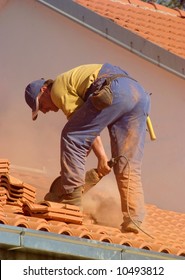 Roofer at work