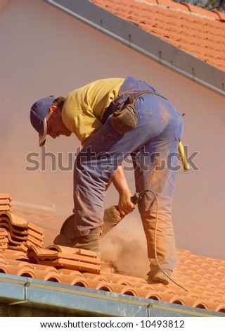 Roofer at work