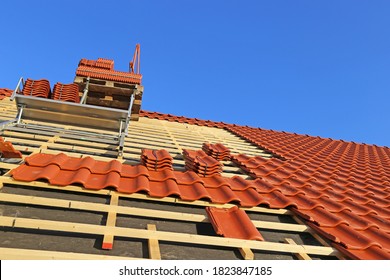 Roofing Work, New Covering Of A Tiled Roof