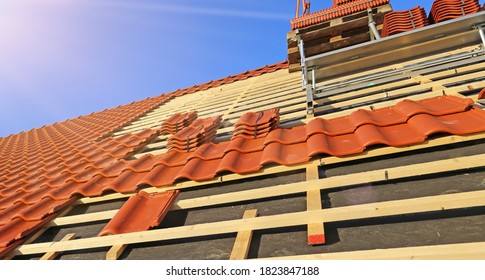 Roofing Work, New Covering Of A Tiled Roof