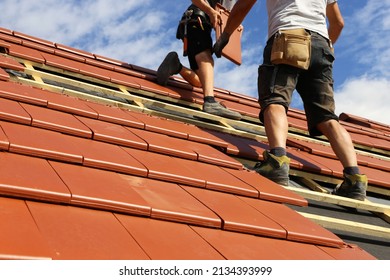 Roofing Work, New Covering Of A Tiled Roof