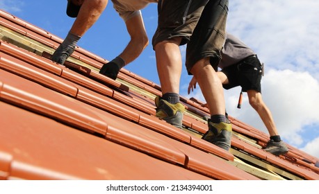 Roofing Work, New Covering Of A Tiled Roof