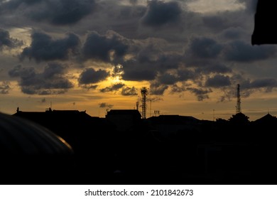Roofline silhouette view in urban city