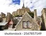 Roofs and abbey in Mont Saint Michel in Normandy, France