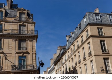 Roofs of a house in Paris close-up on a sunny day. - Shutterstock ID 2206040037