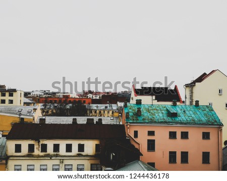 Similar – Image, Stock Photo peek over the city Sky