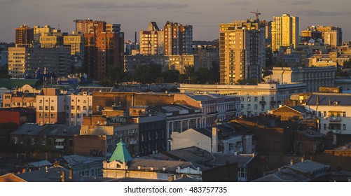 Roofs at sunset