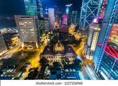 Rooftop Aerial View of Skyline and City at Night, Hong Kong - Powered by Shutterstock - Get 15% off with code: PIKWIZARD15