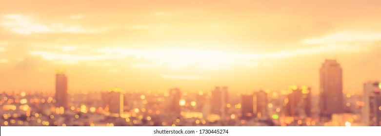 Rooftop Party Blur City Background Of Blurry Sunrise Or Happy Golden Hour Sunset Evening With Heatwave, Sunmmer Sun Heat Wave, And Cityscape Buildings Skyline Backdrop For June Solstice 