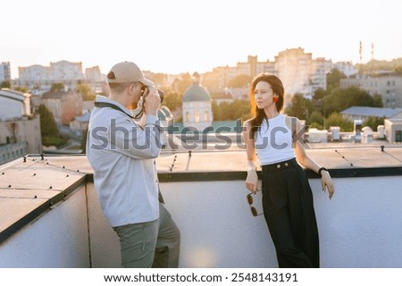 Image, Stock Photo Outdoor photographer captures serene lakeside moments