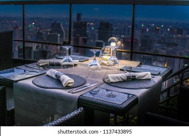 Rooftop Restaurant Dinner Table