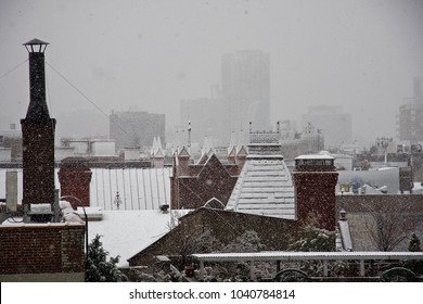 Rooftop Snow. East Village. New York. USA