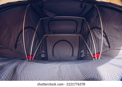 Rooftop Tent Interior Wide Angle View.