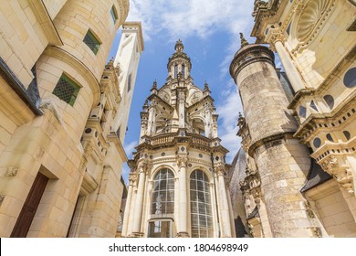 Rooftop View At The Enormous Impressive Towers Of Chateau Chambord