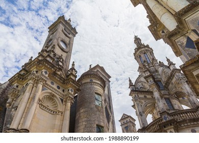 Rooftop View At The Enormous Impressive Towers Of Chateau Chambord