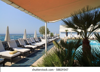 Rooftop View Of The French Riviera From A Resort Hotel In Nice, France.