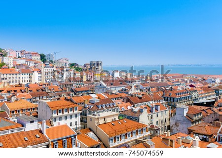 Rooftop view over the city of Lisbon (Lisabon), Portugal