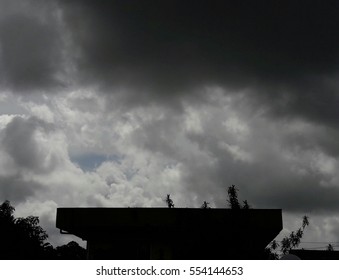 Rooftop view under the dark cloud