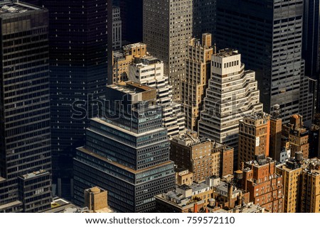 Similar – Skyline of Manhattan at night with skyscrapers lights