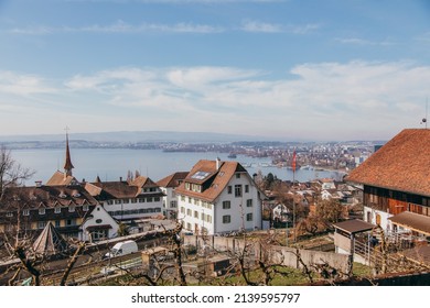 Rooftops View With Lake In Zug