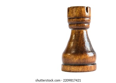 Rook Isolated Wooden Chess Piece, Studio Shot