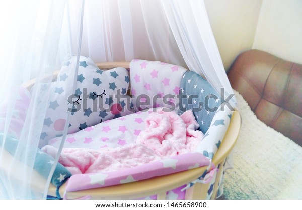 Room Baby Baby Round Crib White Stock Image Download Now