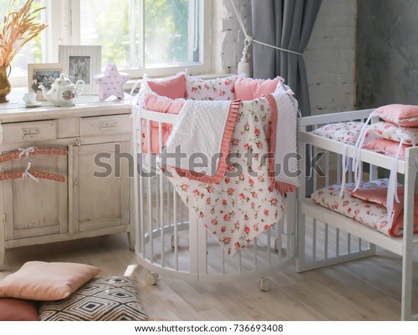 Room Baby Baby Round Crib White Stock Photo Edit Now 736693408