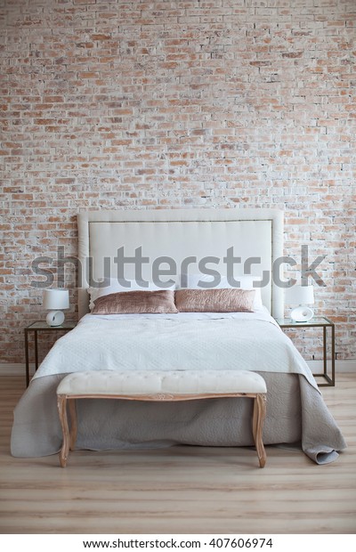 Room Bedroom Design White Bed Night Stockfoto Jetzt