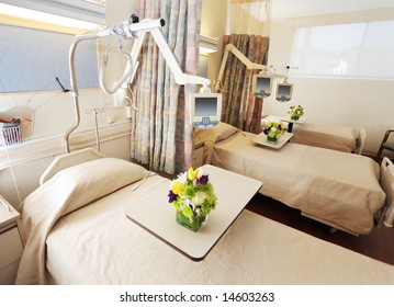 Room with beds in hospital