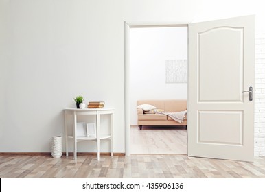 Room Design Interior With Open Door