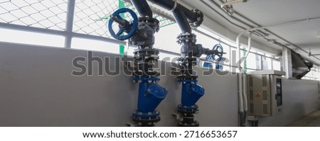 Room Fire suppression system installation with a alarm check valve. Fire suppression system and fire equipment Room.