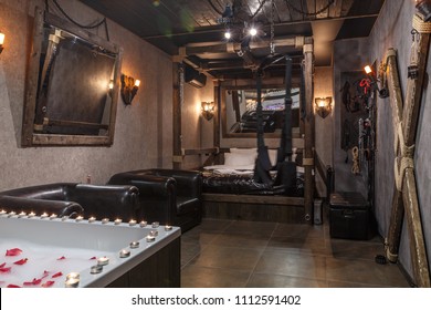 room interior for bdsm play, Dominance and submission toys. 